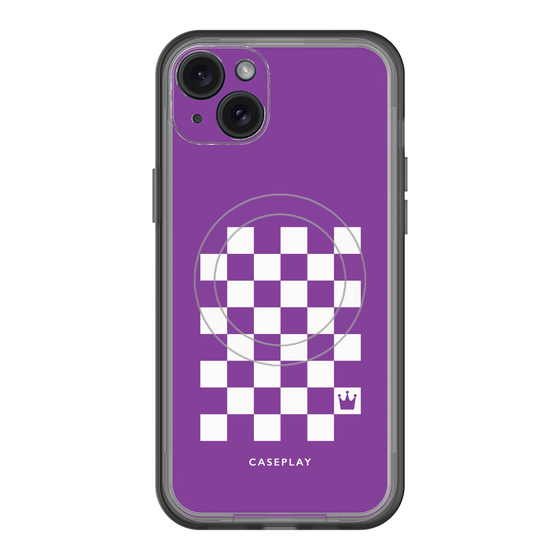 スリムプロテクションプレミアムケース with MagSafe［ Racing checkered flag Purple - レーシングチェッカーフラッグ パープル ］