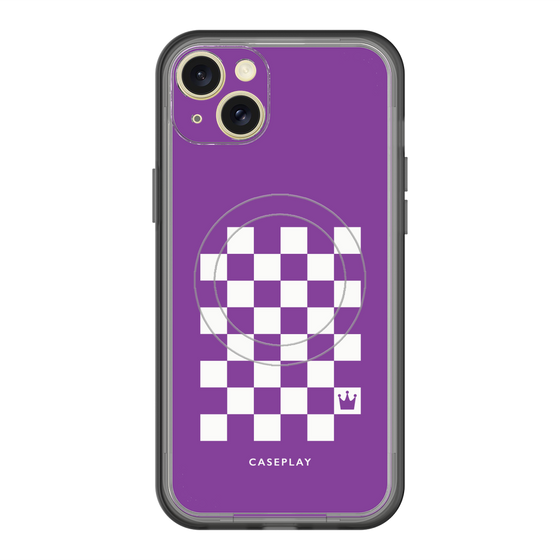 スリムプロテクションプレミアムケース with MagSafe［ Racing checkered flag Purple - レーシングチェッカーフラッグ パープル ］