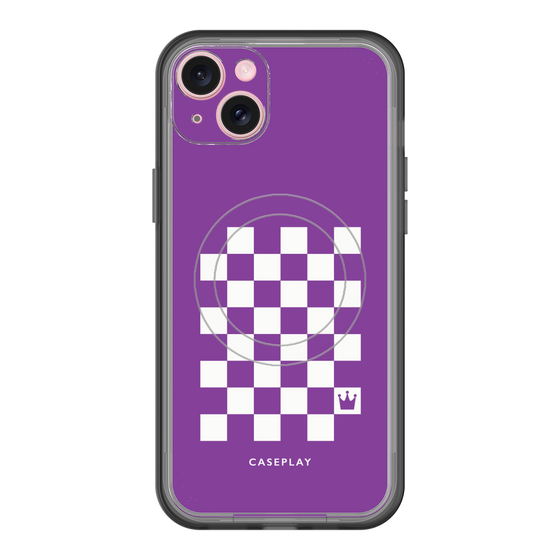 スリムプロテクションプレミアムケース with MagSafe［ Racing checkered flag Purple - レーシングチェッカーフラッグ パープル ］