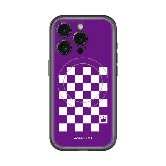スリムプロテクションプレミアムケース with MagSafe［ Racing checkered flag Purple - レーシングチェッカーフラッグ パープル ］