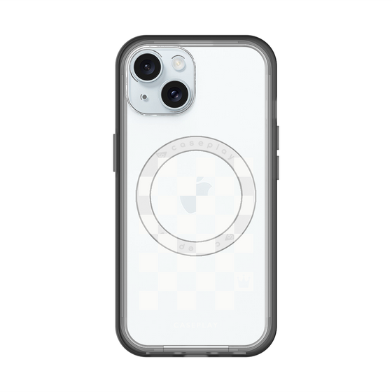 スリムプロテクションプレミアムケース with MagSafe［ Racing checkered flag White - レーシングチェッカーフラッグ ホワイト ］