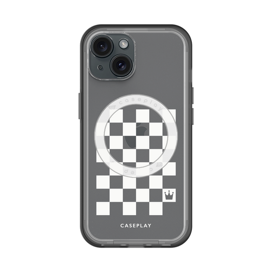 スリムプロテクションプレミアムケース with MagSafe［ Racing checkered flag White - レーシングチェッカーフラッグ ホワイト ］