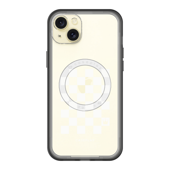 スリムプロテクションプレミアムケース with MagSafe［ Racing checkered flag White - レーシングチェッカーフラッグ ホワイト ］
