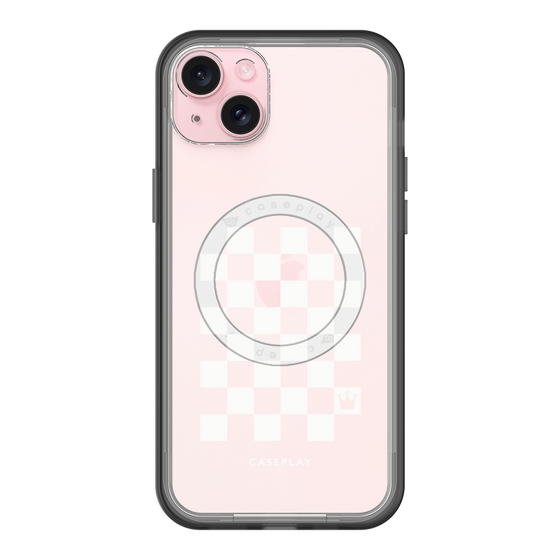 スリムプロテクションプレミアムケース with MagSafe［ Racing checkered flag White - レーシングチェッカーフラッグ ホワイト ］