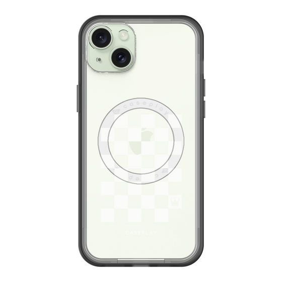 スリムプロテクションプレミアムケース with MagSafe［ Racing checkered flag White - レーシングチェッカーフラッグ ホワイト ］