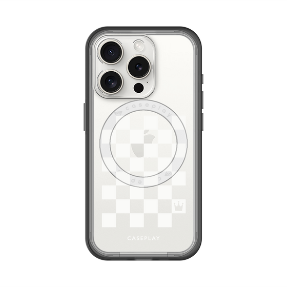 スリムプロテクションプレミアムケース with MagSafe［ Racing checkered flag White - レーシングチェッカーフラッグ ホワイト ］