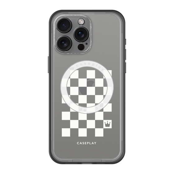 スリムプロテクションプレミアムケース with MagSafe［ Racing checkered flag White - レーシングチェッカーフラッグ ホワイト ］