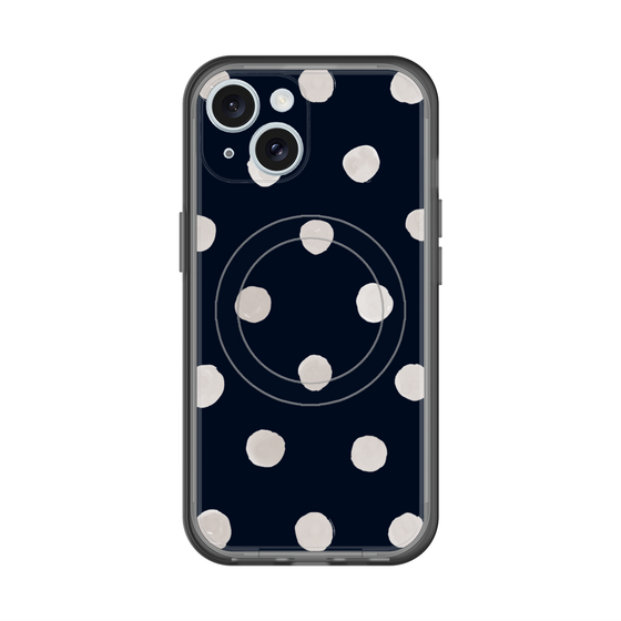 スリムプロテクションプレミアムケース with MagSafe［ 水彩ドット・レトロカラー - Navy ］