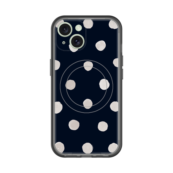スリムプロテクションプレミアムケース with MagSafe［ 水彩ドット・レトロカラー - Navy ］