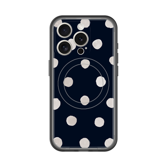 スリムプロテクションプレミアムケース with MagSafe［ 水彩ドット・レトロカラー - Navy ］