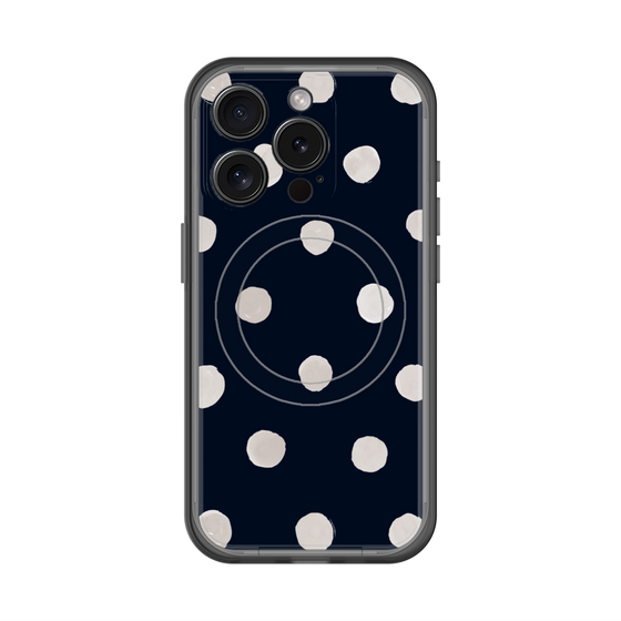 スリムプロテクションプレミアムケース with MagSafe［ 水彩ドット・レトロカラー - Navy ］