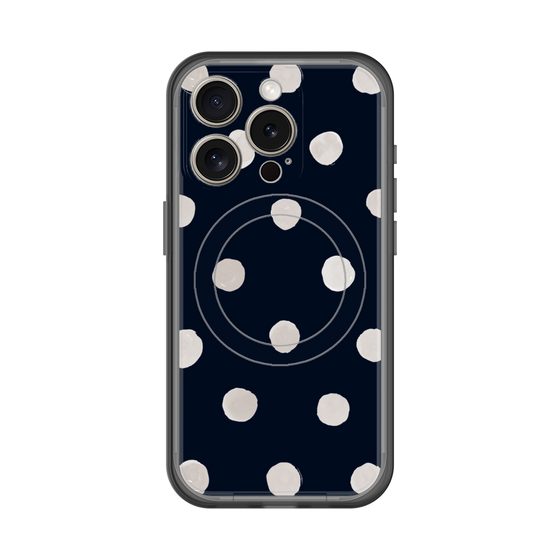 スリムプロテクションプレミアムケース with MagSafe［ 水彩ドット・レトロカラー - Navy ］