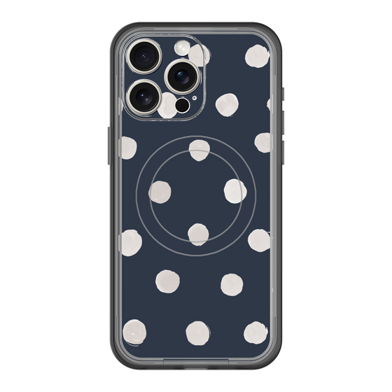 スリムプロテクションプレミアムケース with MagSafe［ 水彩ドット・レトロカラー - Navy ］