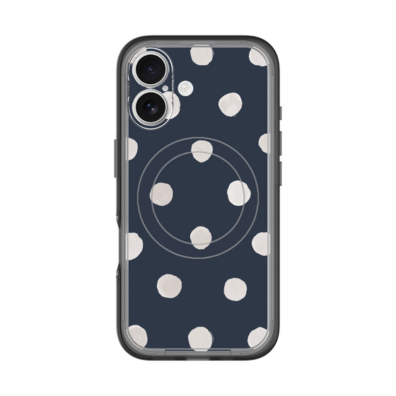 スリムプロテクションプレミアムケース with MagSafe［ 水彩ドット・レトロカラー - Navy ］