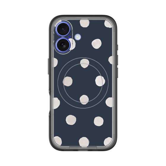 スリムプロテクションプレミアムケース with MagSafe［ 水彩ドット・レトロカラー - Navy ］