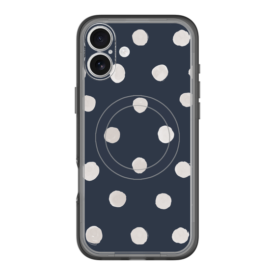 スリムプロテクションプレミアムケース with MagSafe［ 水彩ドット・レトロカラー - Navy ］