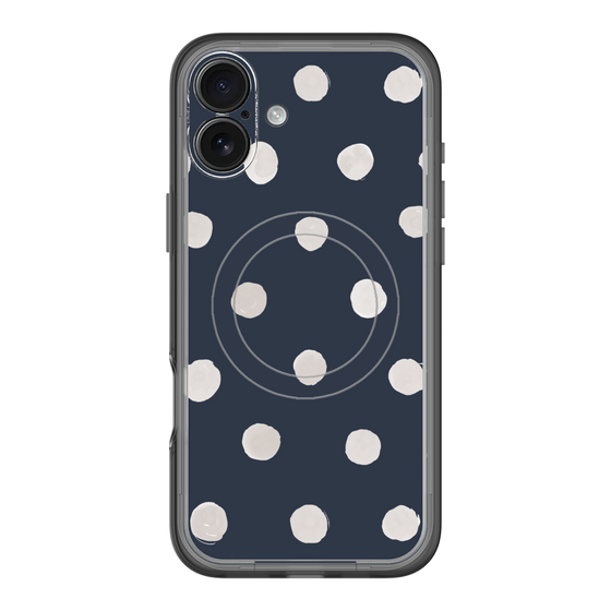 スリムプロテクションプレミアムケース with MagSafe［ 水彩ドット・レトロカラー - Navy ］
