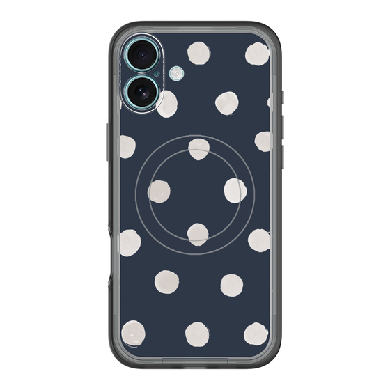 スリムプロテクションプレミアムケース with MagSafe［ 水彩ドット・レトロカラー - Navy ］