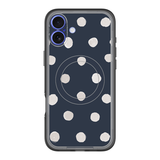 スリムプロテクションプレミアムケース with MagSafe［ 水彩ドット・レトロカラー - Navy ］