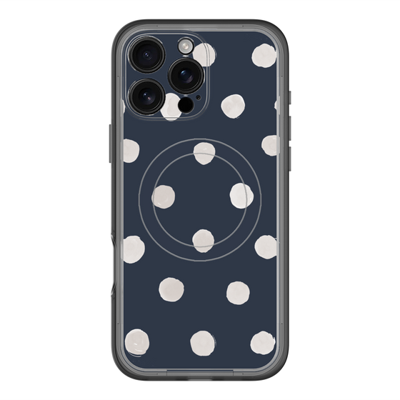 スリムプロテクションプレミアムケース with MagSafe［ 水彩ドット・レトロカラー - Navy ］