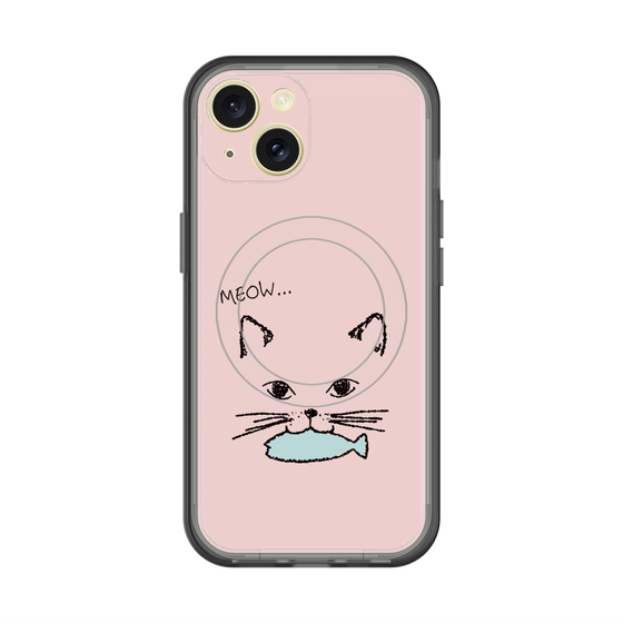 スリムプロテクションプレミアムケース with MagSafe［ 食いしん坊なねこ - Pink ］