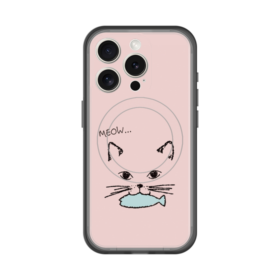 スリムプロテクションプレミアムケース with MagSafe［ 食いしん坊なねこ - Pink ］