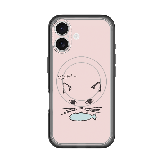 スリムプロテクションプレミアムケース with MagSafe［ 食いしん坊なねこ - Pink ］