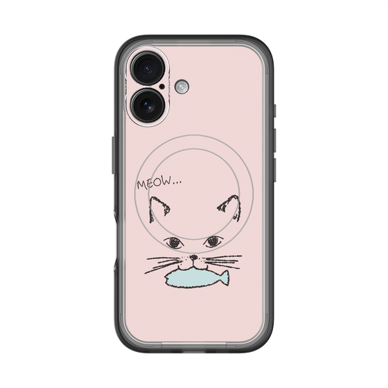 スリムプロテクションプレミアムケース with MagSafe［ 食いしん坊なねこ - Pink ］