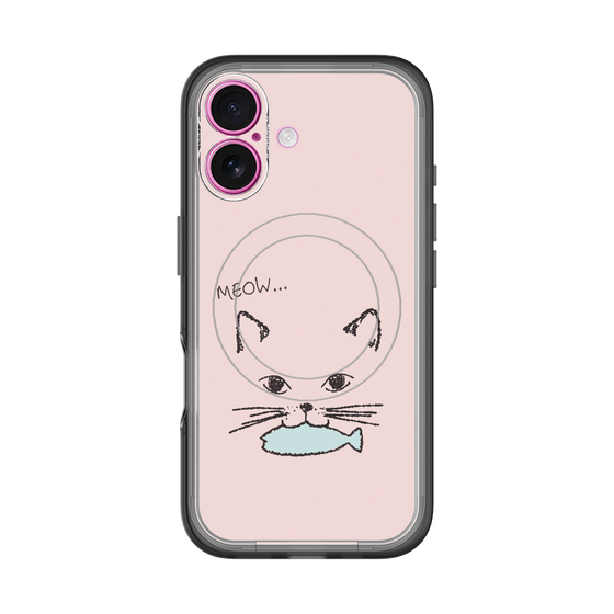 スリムプロテクションプレミアムケース with MagSafe［ 食いしん坊なねこ - Pink ］