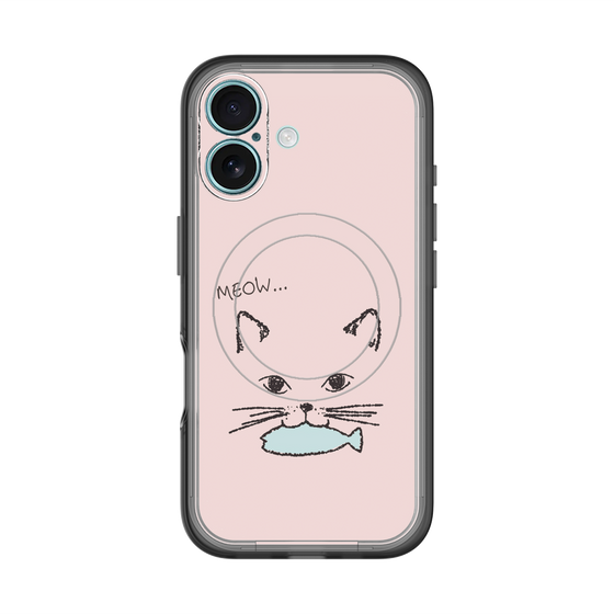 スリムプロテクションプレミアムケース with MagSafe［ 食いしん坊なねこ - Pink ］