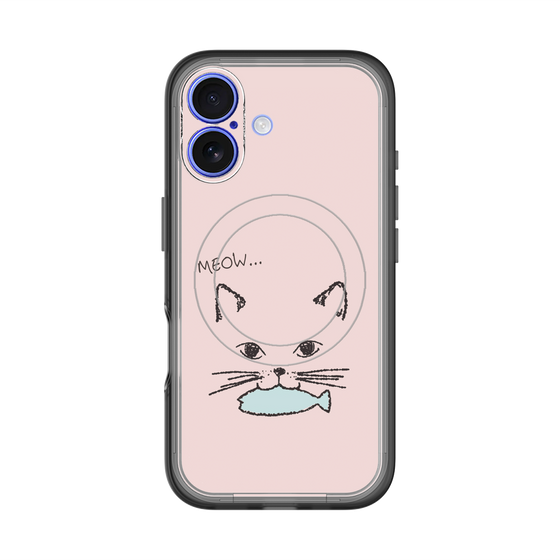 スリムプロテクションプレミアムケース with MagSafe［ 食いしん坊なねこ - Pink ］