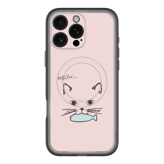 スリムプロテクションプレミアムケース with MagSafe［ 食いしん坊なねこ - Pink ］