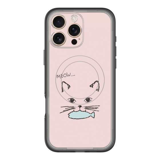 スリムプロテクションプレミアムケース with MagSafe［ 食いしん坊なねこ - Pink ］