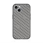 スリムプロテクションプレミアムケース with MagSafe［ Small Stripe - Gray × Black ］
