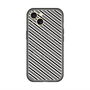 スリムプロテクションプレミアムケース with MagSafe［ Small Stripe - Gray × Black ］