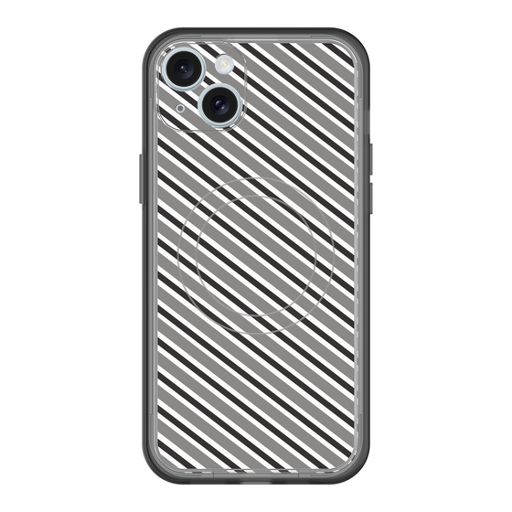 スリムプロテクションプレミアムケース with MagSafe［ Small Stripe - Gray × Black ］