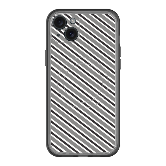 スリムプロテクションプレミアムケース with MagSafe［ Small Stripe - Gray × Black ］