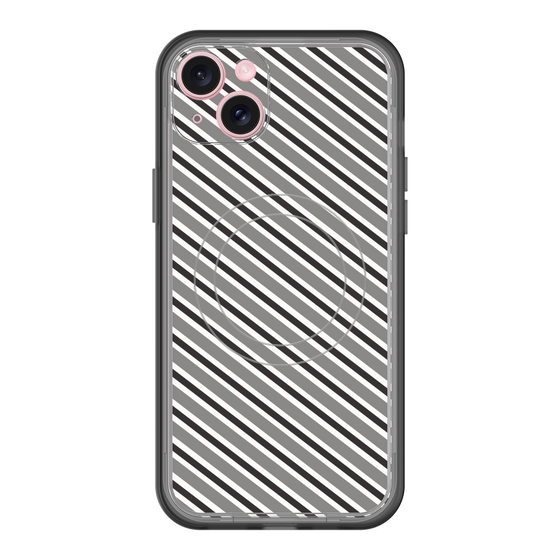 スリムプロテクションプレミアムケース with MagSafe［ Small Stripe - Gray × Black ］