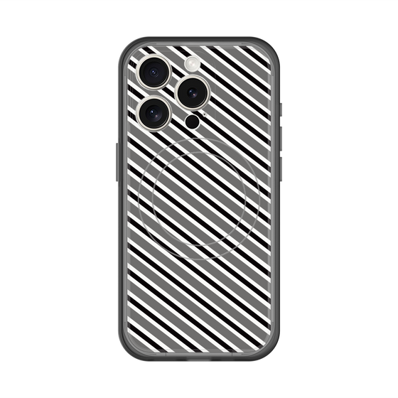 スリムプロテクションプレミアムケース with MagSafe［ Small Stripe - Gray × Black ］