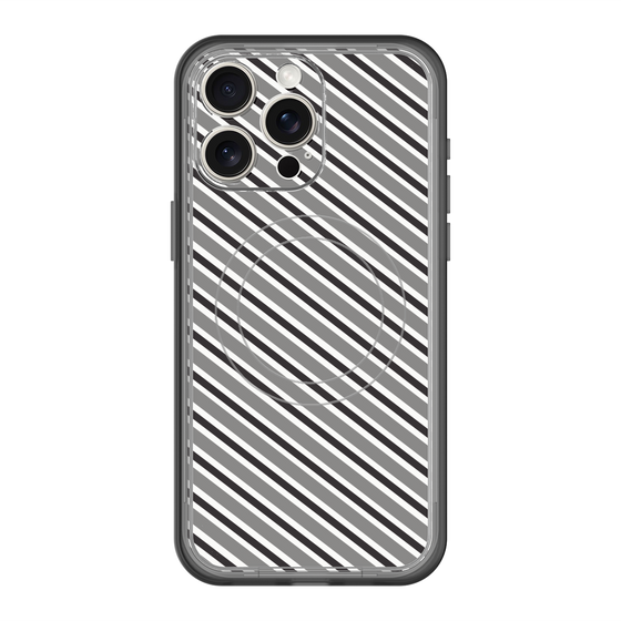 スリムプロテクションプレミアムケース with MagSafe［ Small Stripe - Gray × Black ］