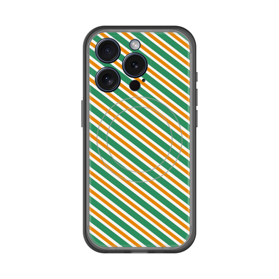 スリムプロテクションプレミアムケース with MagSafe［ Small Stripe - Green × Orange ］