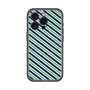 スリムプロテクションプレミアムケース with MagSafe［ Small Stripe - Navy × Green ］