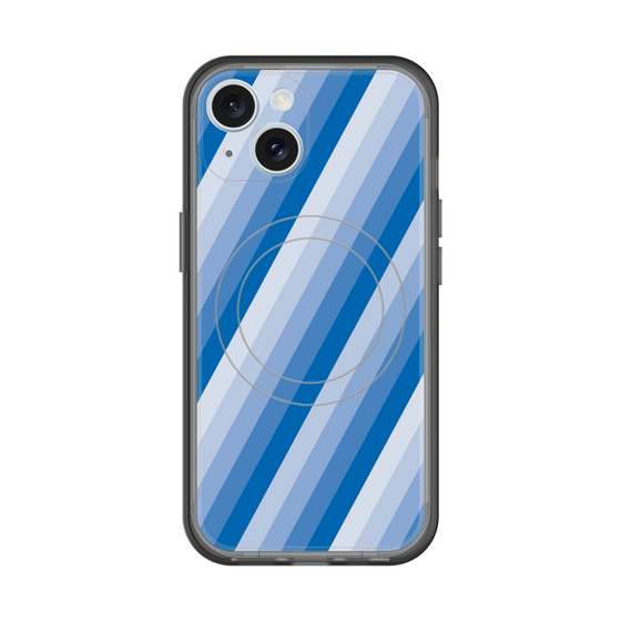 スリムプロテクションプレミアムケース with MagSafe［ Middle Stripe - Blue ］