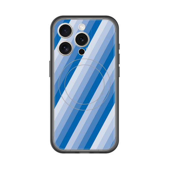 スリムプロテクションプレミアムケース with MagSafe［ Middle Stripe - Blue ］