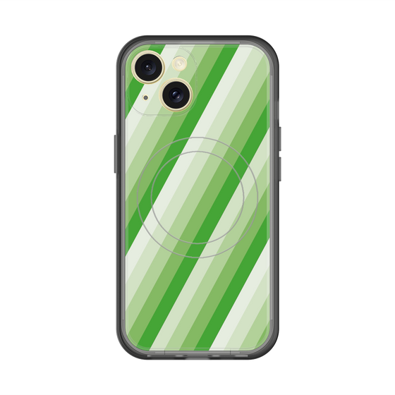 スリムプロテクションプレミアムケース with MagSafe［ Middle Stripe - Green ］