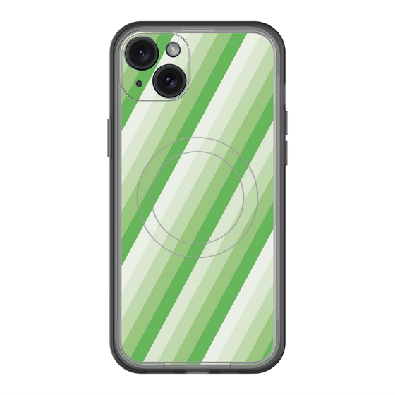 スリムプロテクションプレミアムケース with MagSafe［ Middle Stripe - Green ］