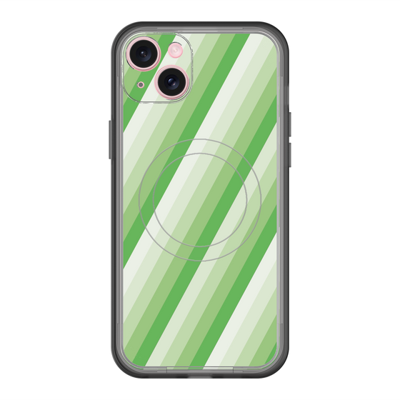 スリムプロテクションプレミアムケース with MagSafe［ Middle Stripe - Green ］