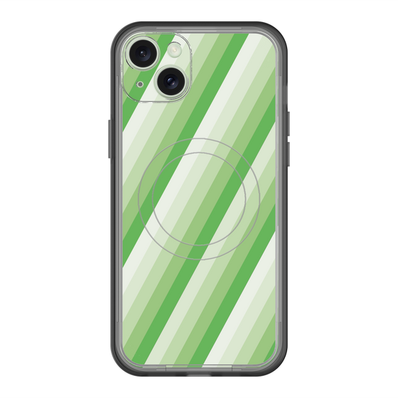 スリムプロテクションプレミアムケース with MagSafe［ Middle Stripe - Green ］