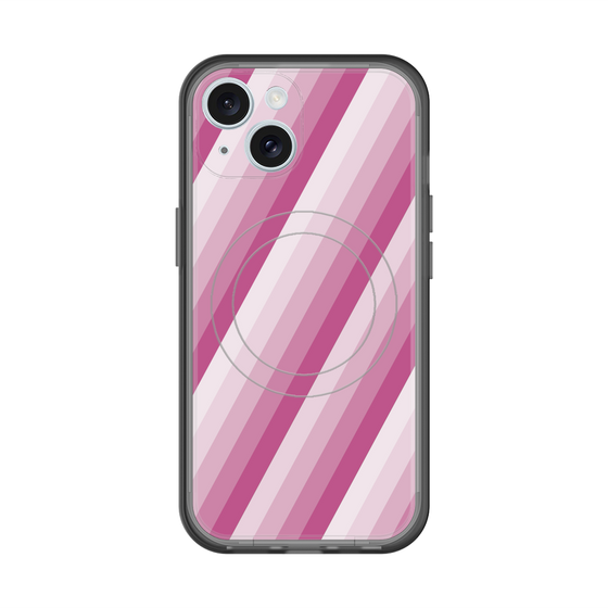 スリムプロテクションプレミアムケース with MagSafe［ Middle Stripe - Pink ］