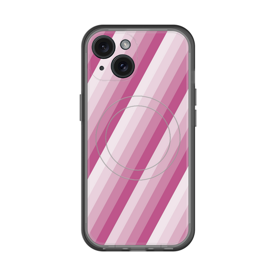 スリムプロテクションプレミアムケース with MagSafe［ Middle Stripe - Pink ］
